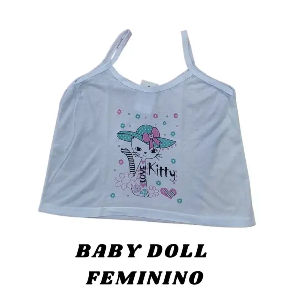 Baby Doll Feminino - Verde e Branco Kitty - Imagem 2