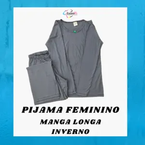 PIJAMA FEMININO MANGA LONGA - CINZA